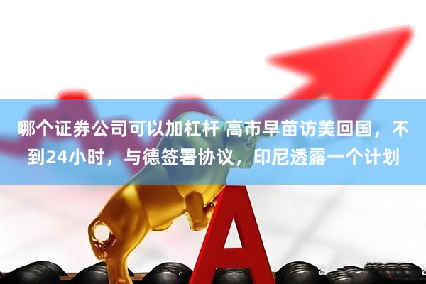 哪个证券公司可以加杠杆 高市早苗访美回国，不到24小时，与德签署协议，印尼透露一个计划